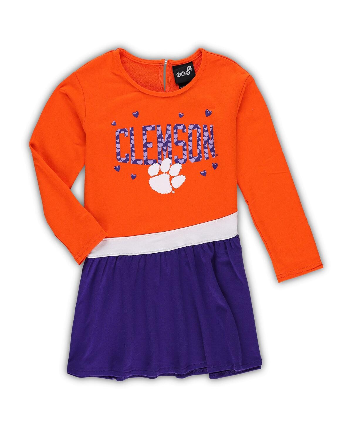 Outerstuff Babies' Toddler Girls Orange Clemson Tigers Heart To Heart French Terry Dress