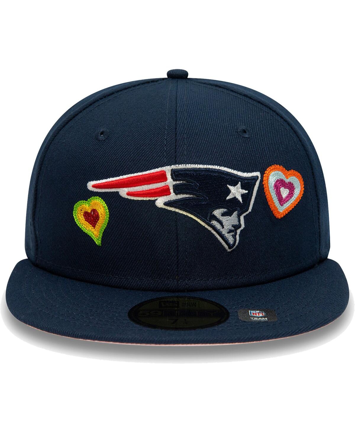 NEW ERA MEN'S NEW ERA NAVY NEW ENGLAND PATRIOTS CHAIN STITCH HEART 59FIFTY FITTED HAT 