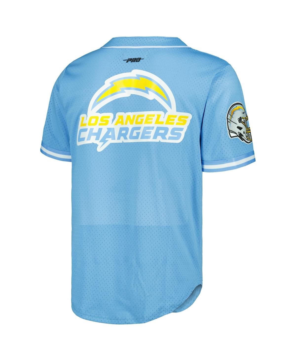 Shop Pro Standard Men's  Justin Herbert Powder Blue Los Angeles Chargers Mesh Baseball Button-up T-shirt