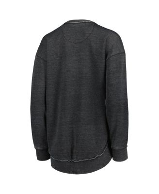 Women's Black Distressed UCF Knights Vintage-Like Wash Pullover Sweatshirt