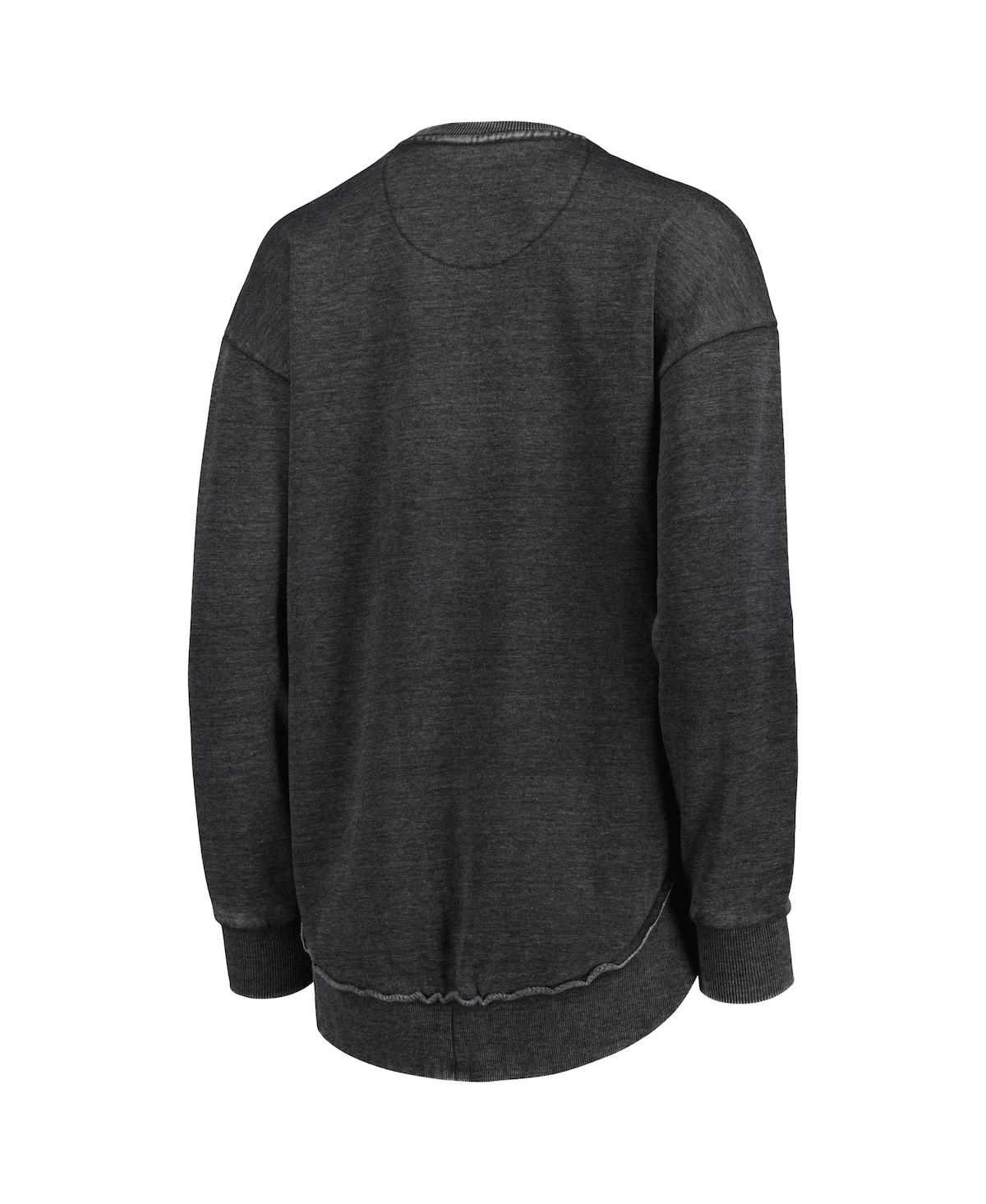 PRESSBOX WOMEN'S PRESSBOX BLACK DISTRESSED UCF KNIGHTS VINTAGE-LIKE WASH PULLOVER SWEATSHIRT 