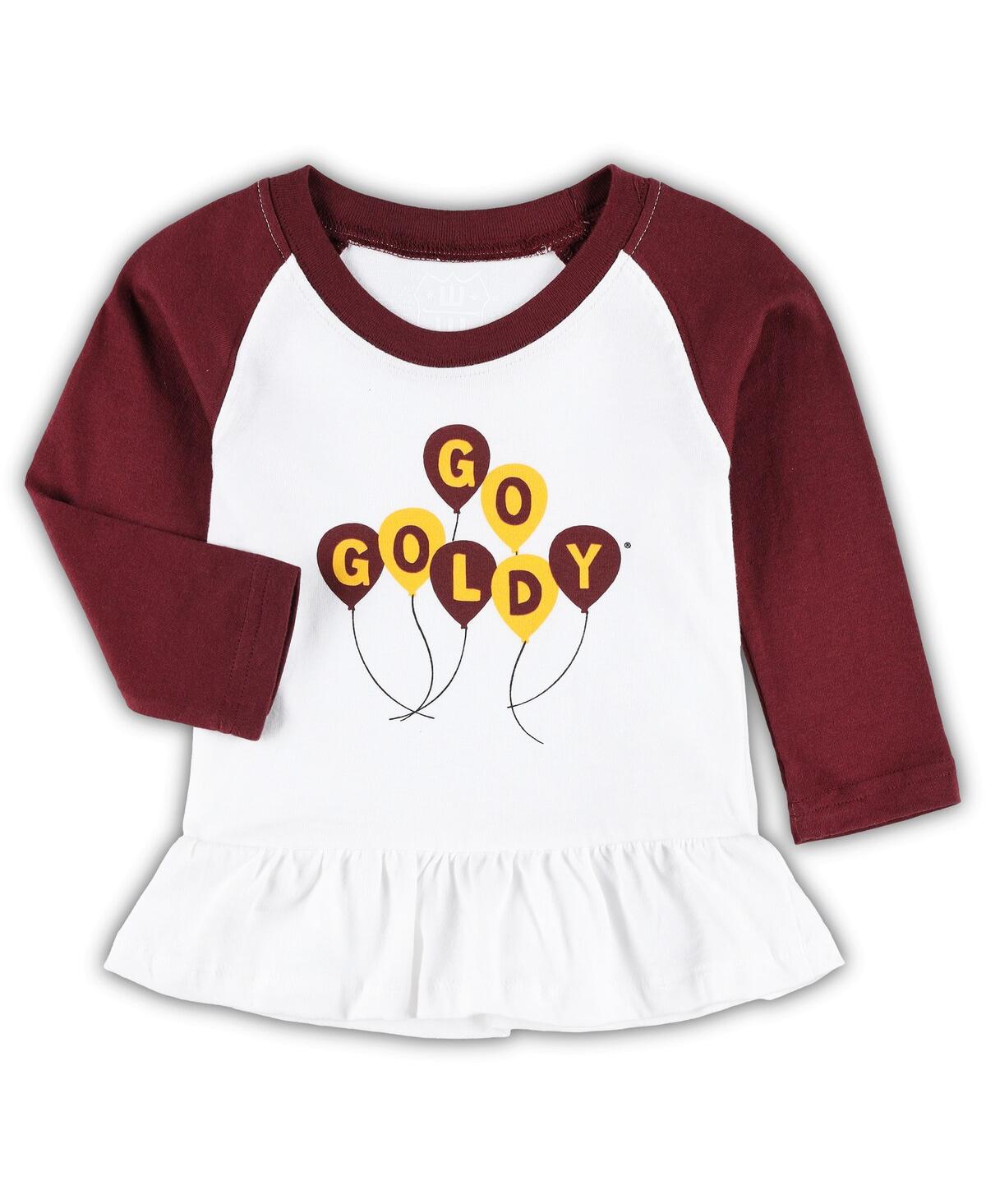 Shop Wes & Willy Girls Infant  Maroon, White Minnesota Golden Gophers Balloon Raglan 3/4-sleeve T-shirt An In Maroon,white