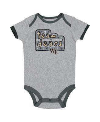 Infant Boys and Girls Black, Gray, White Distressed Wake Forest Demon Deacons 3-Pack Bodysuit Set