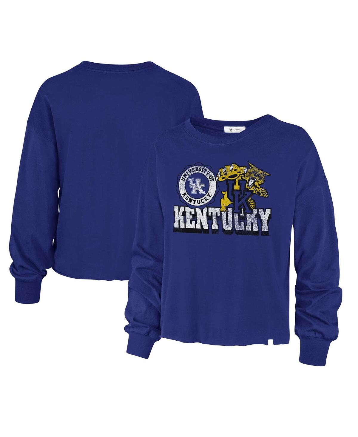 47 Brand Women's ' Royal Distressed Kentucky Wildcats Bottom Line Parkway Long Sleeve T-shirt