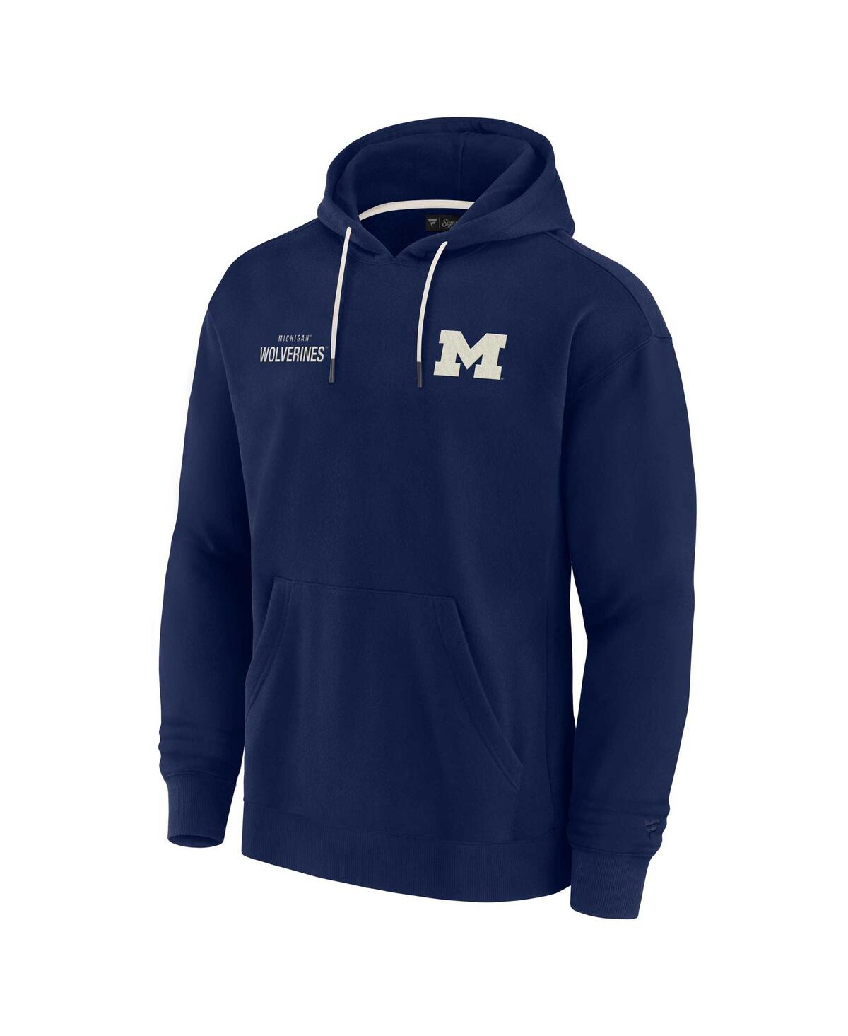 Shop Fanatics Signature Men's And Women's  Navy Michigan Wolverines Super Soft Fleece Pullover Hoodie