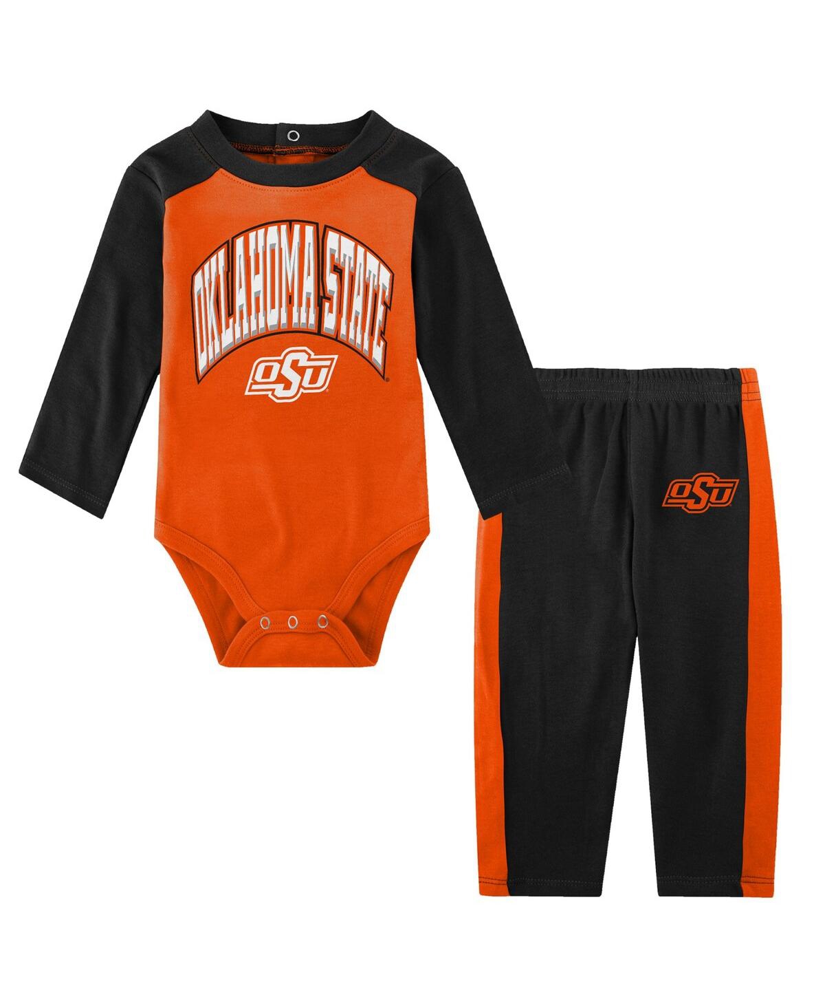 Outerstuff Babies' Infant Boys And Girls Orange Oklahoma State Cowboys Rookie Of The Year Long Sleeve Bodysuit And Pant