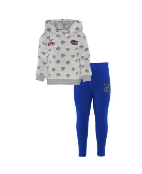 Outerstuff Girls Preschool Gray, Royal Florida Gators Heart to Heart Hoodie and Leggings Set