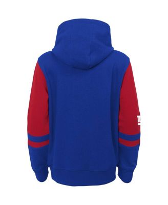 Big Boys Royal New York Giants Colorblock Full-Zip Hoodie