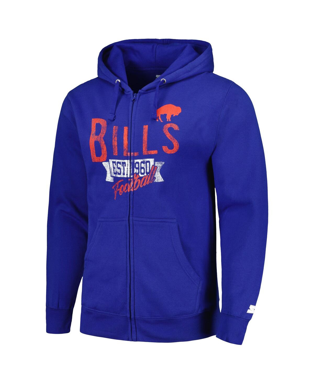 Men's StarterDistressed Buffalo Bills Gridiron Classics Post Season Full-Zip Hoodie - Royal