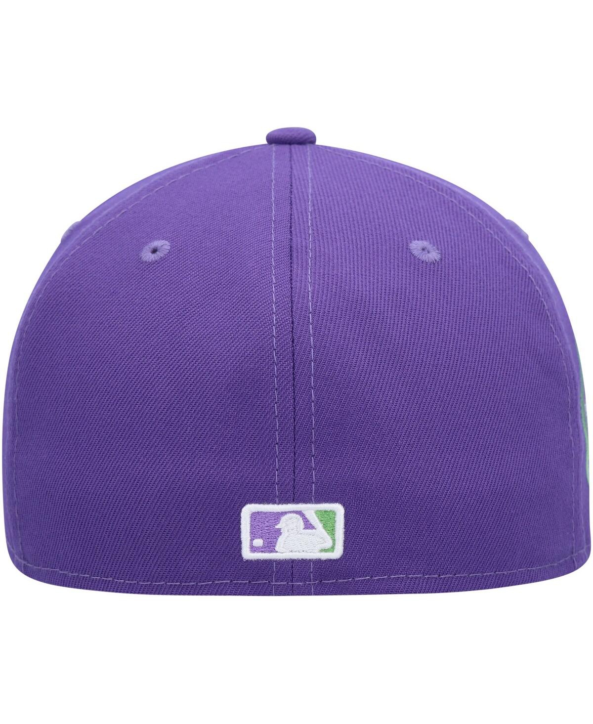 Men's New EraOakland Athletics Lime Side Patch 59FIFTY Fitted Hat - Purple