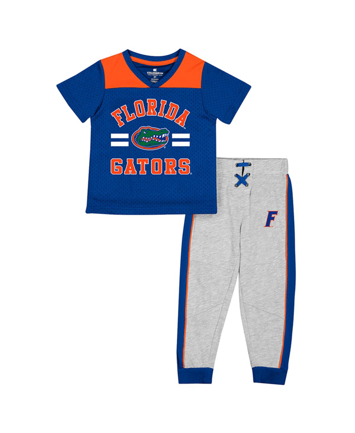 Colosseum Babies' Toddler Boys  Royal, Heather Gray Florida Gators Ka-boot-it Jersey And Pants Set In Royal,heather Gray