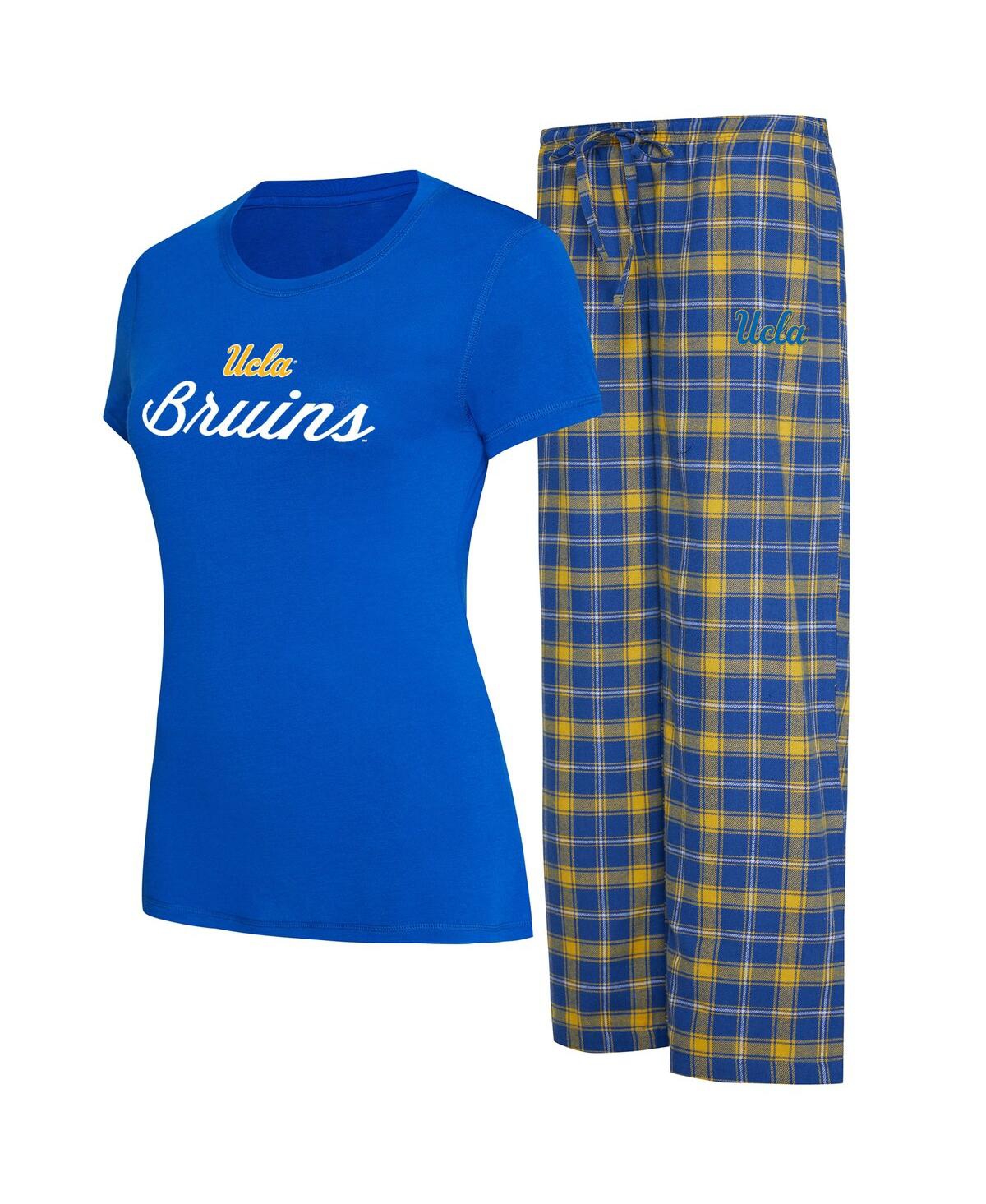 Shop Concepts Sport Women's  Royal, Gold Ucla Bruins Arctic T-shirt And Flannel Pants Sleep Set In Royal,gold