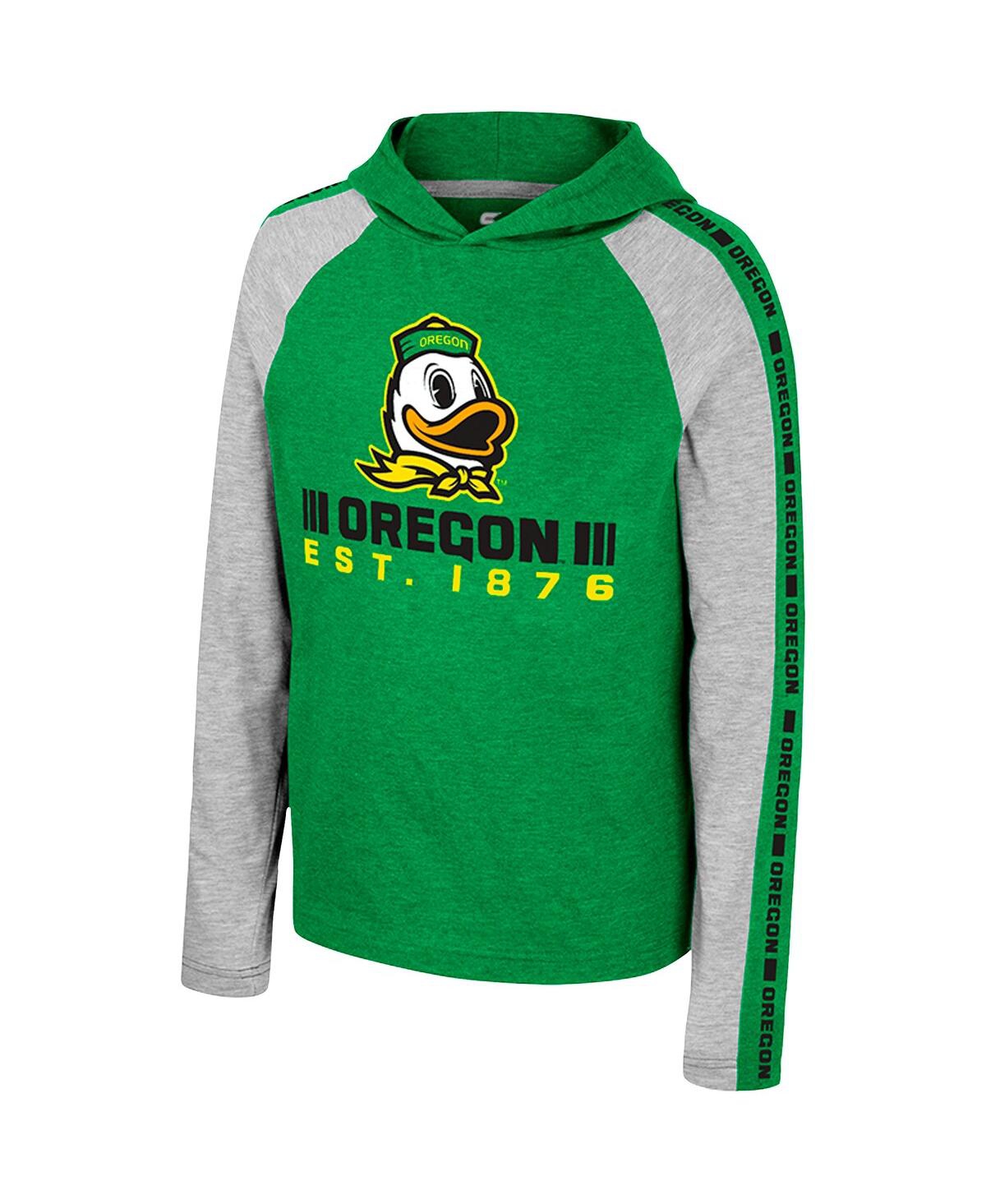 Shop Colosseum Big Boys  Green Oregon Ducks Ned Raglan Long Sleeve Hooded T-shirt