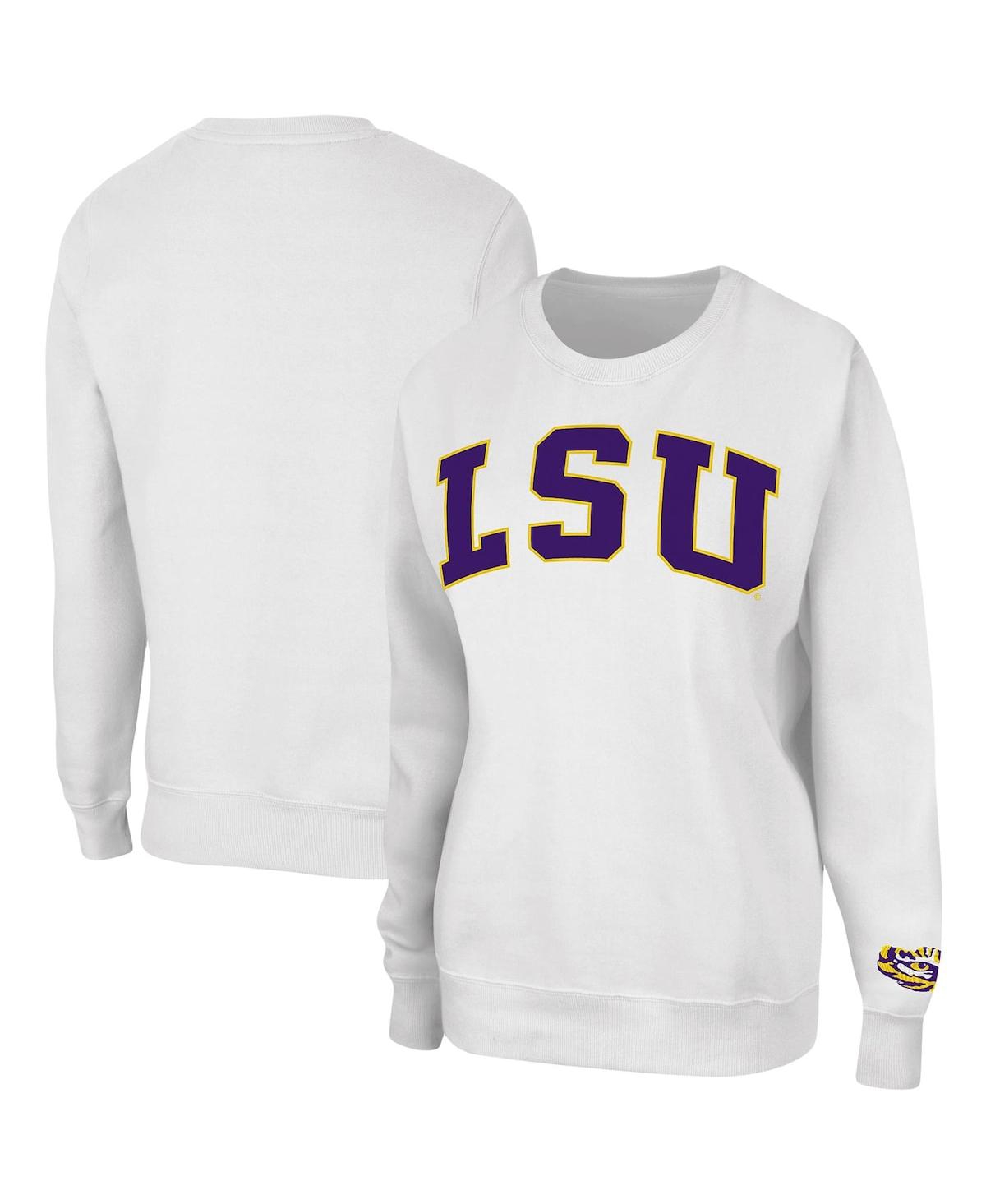 Colosseum White Lsu Tigers Campanile Pullover Sweatshirt In White