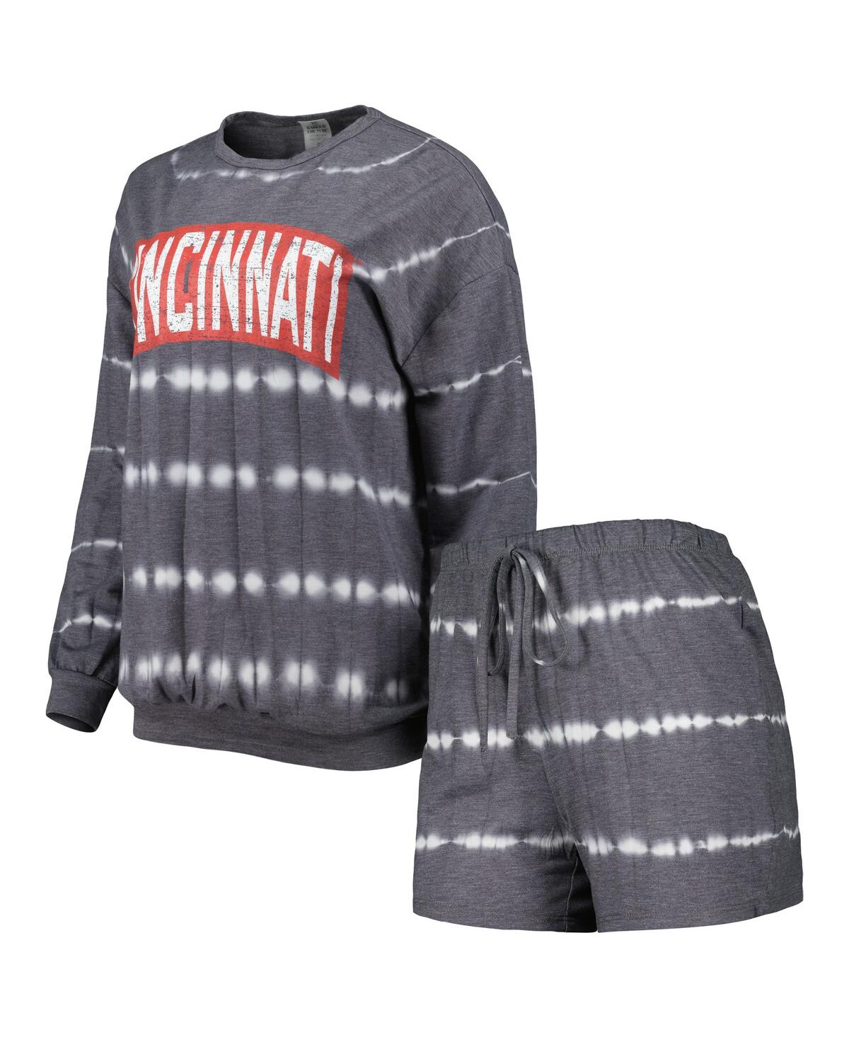 Shop Gameday Couture Women's  Gray Distressed Cincinnati Bearcats All About Stripes Tri-blend Long Sleeve