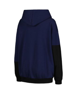 Women's Navy, Black West Virginia Mountaineers Matchmaker Diagonal Cowl Pullover Hoodie