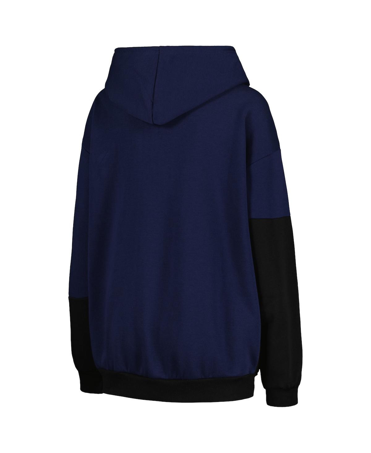 Gameday Couture Women's  Navy, Black West Virginia Mountaineers Matchmaker Diagonal Cowl Pullover Hoo In Navy,black