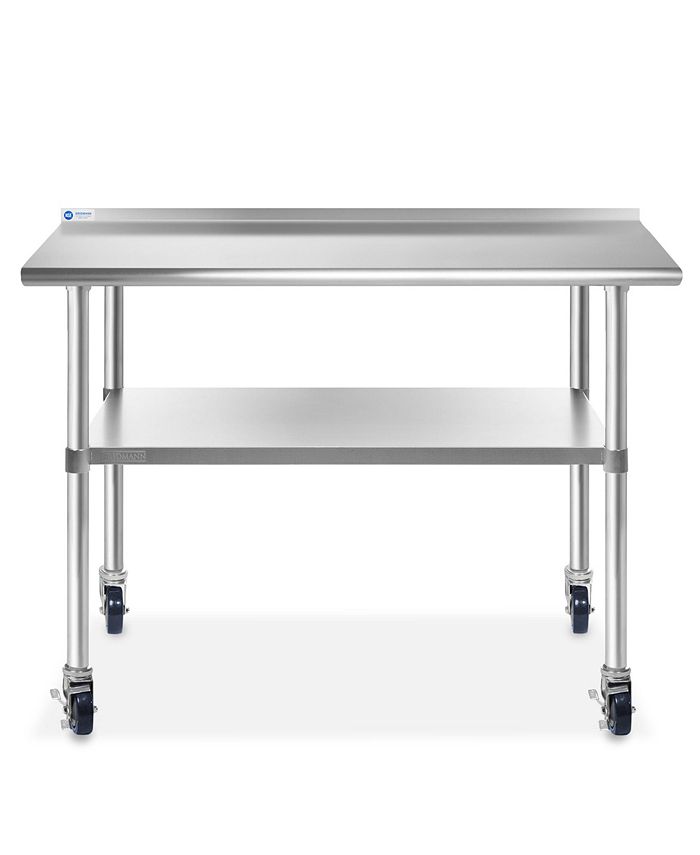 GRIDMANN 72 x 30 Inch Stainless Steel Table w/ Backsplash & 4 Casters ...