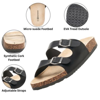 MENS DOUBLE STRAP CASUAL SLIDES FLAT SANDALS