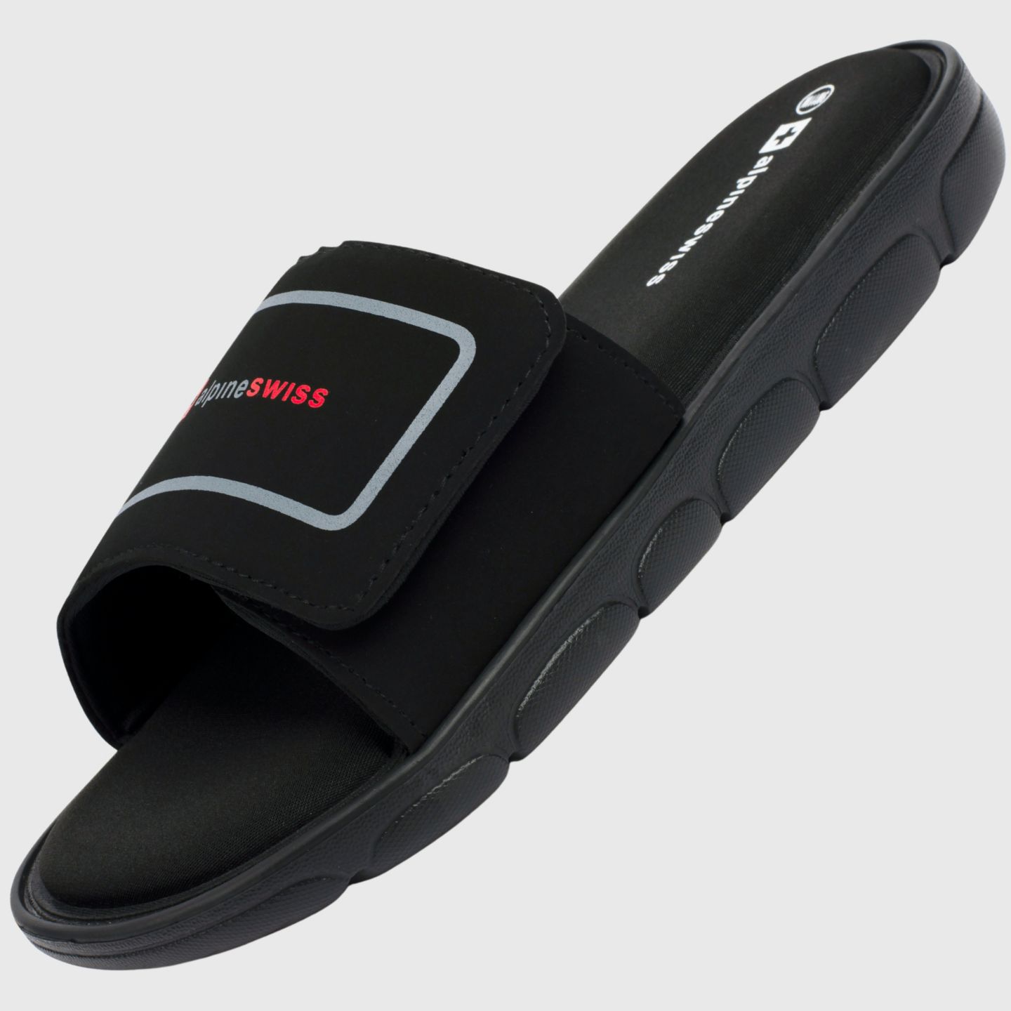Мужские сандалии Alpine Swiss Gabe Cloud Slide Sandals For Men Shock-Absorbing Foam Insole With Arch Support Adjustable Strap Waterproof Anti-Slip Recovery, цвет: Чёрный — фото 1