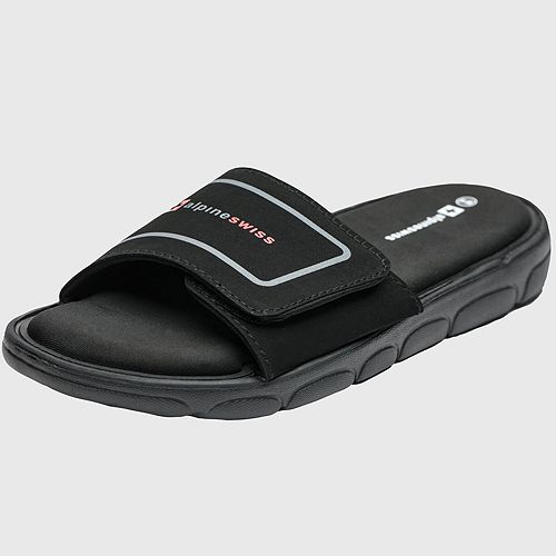 alfani Alpine Swiss Men's Gabe Men Slide Sandals Shock-absorbing foam Insole for Arch Support Adjustable Strap Athletic Sandals Anti-Slip Traction EVA Foam Outsole Men's Shoes