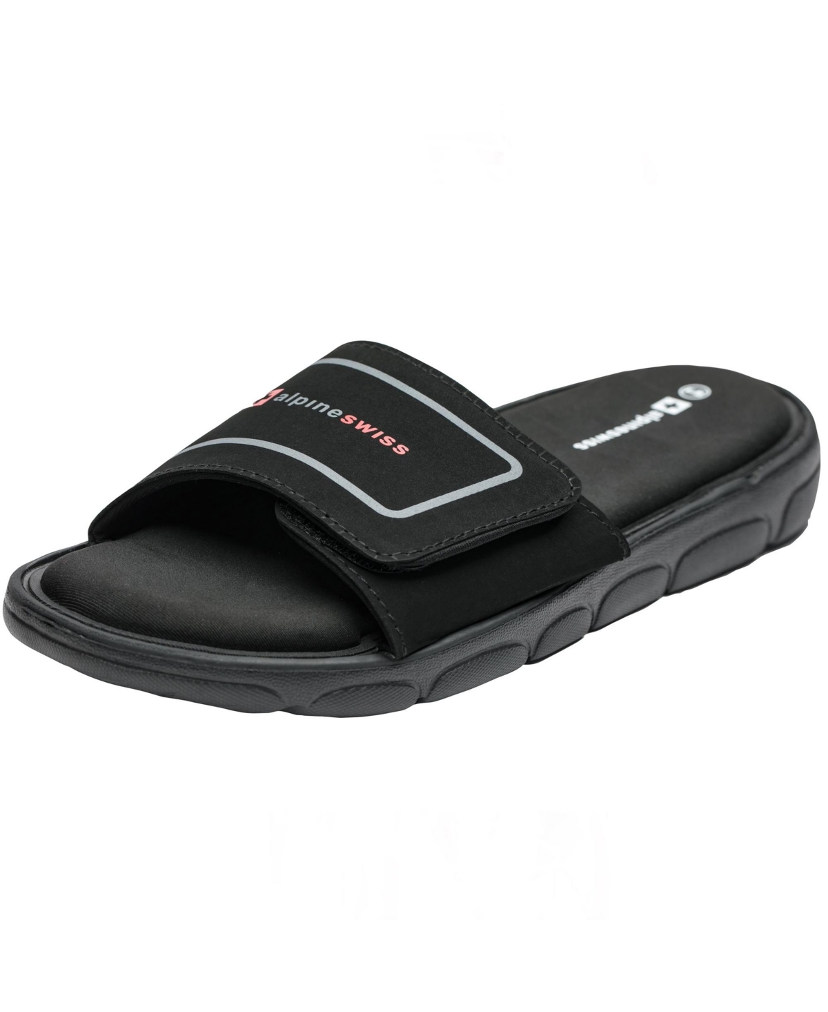 Mens Memory Foam Slide Sandals Adjustable Comfort Athletic Slides - Black