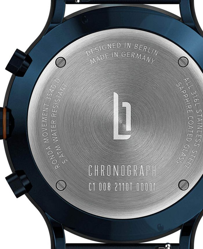 Lilienthal Berlin Men's Blue Orange Blue Stainless Steel Mesh Watch 42mm Macy's