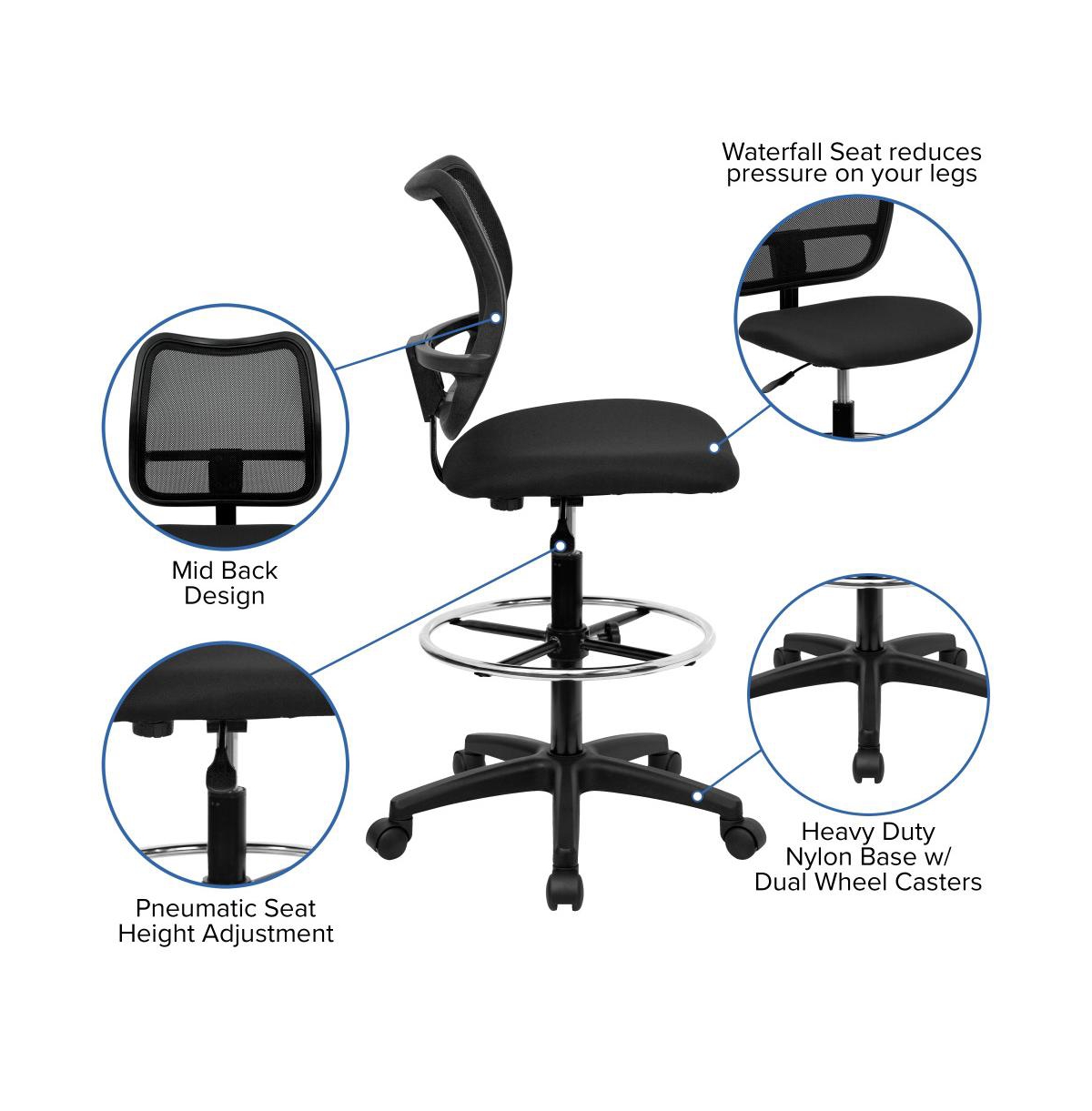 Mid-Back Mesh Drafting Chair