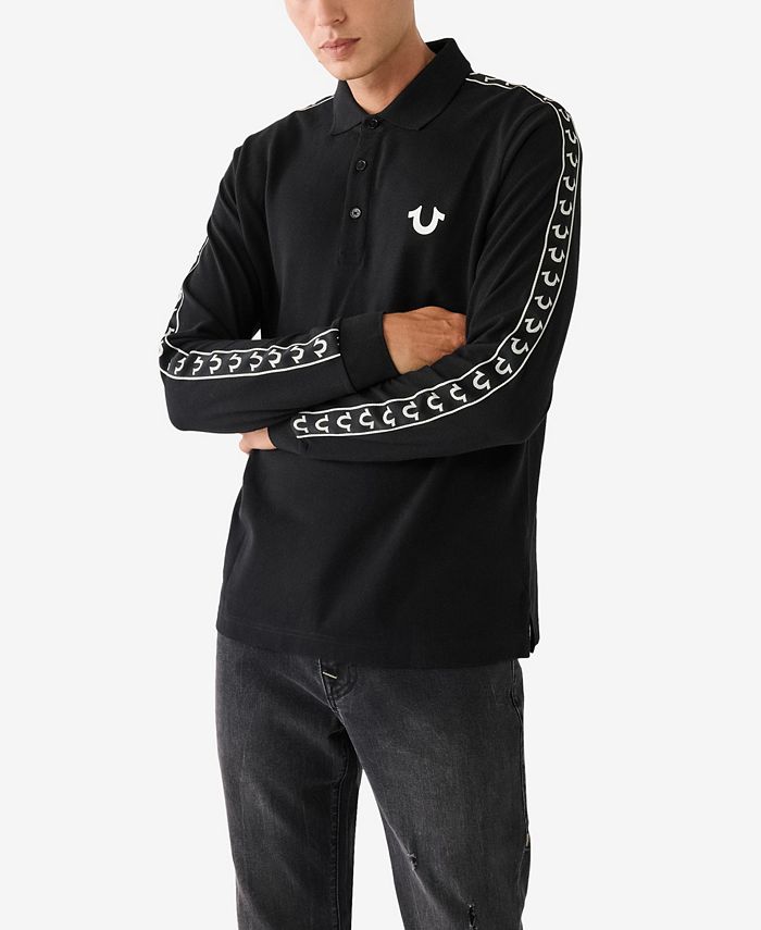 True Religion Men's Long Sleeve Damask Polo Shirt Macy's