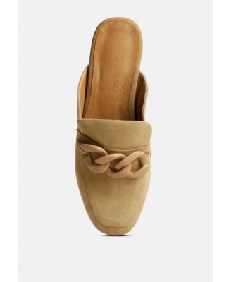 KRIZIA Womens Chunky Chain Suede Slip On Mules