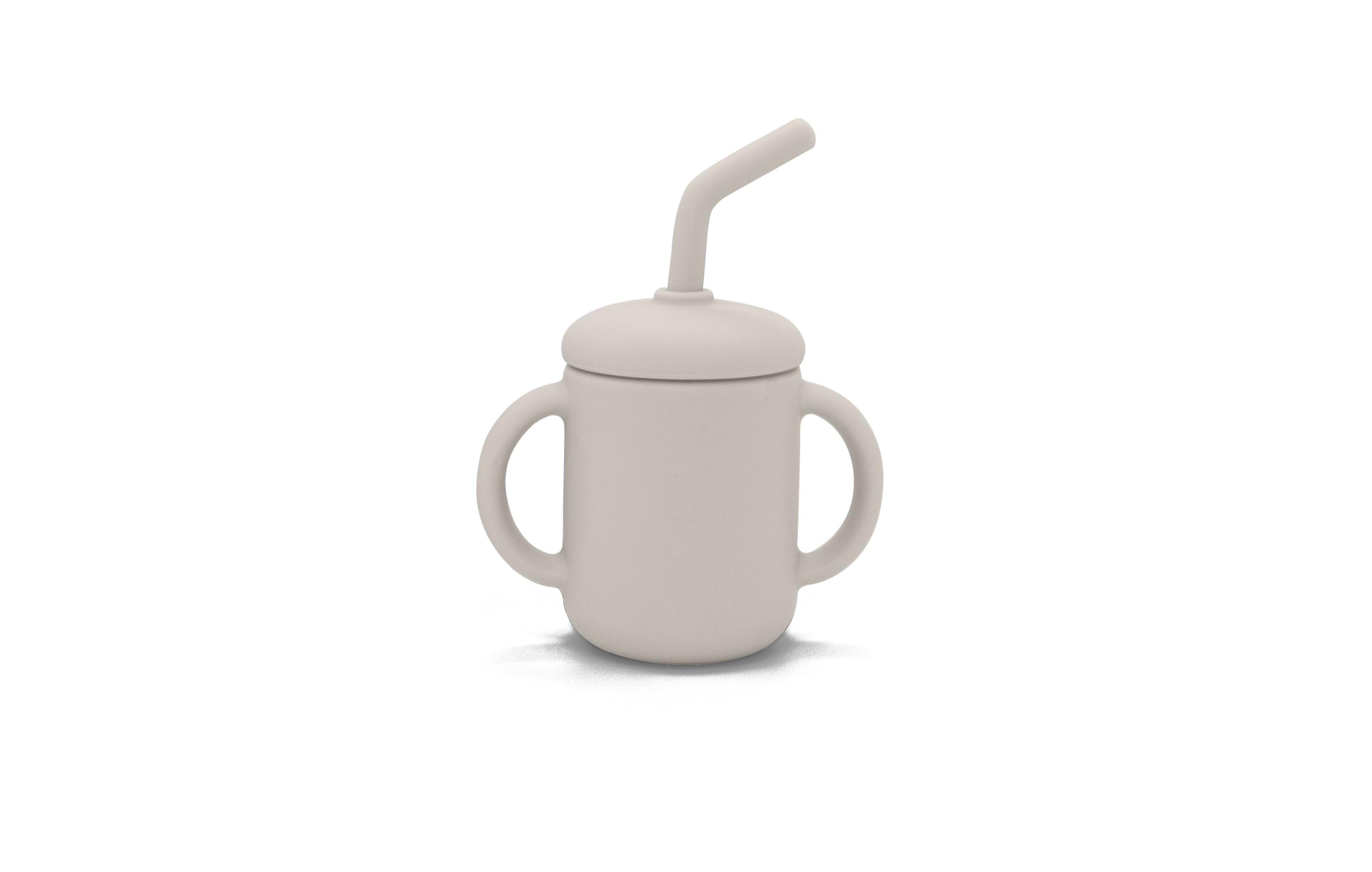 Kushies Toddler SiliSippy Baby Silicone Sippy Cup with Handles & Straw, Microwave safe