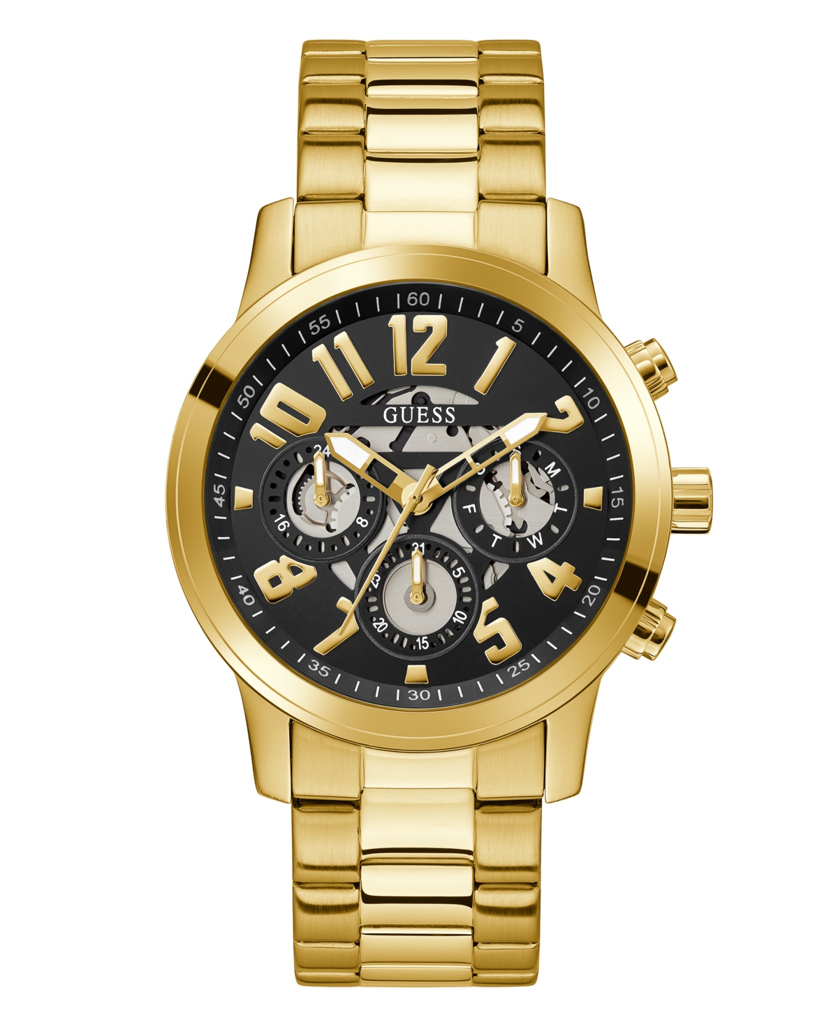 Guess Men's Multi-function Gold-tone Stainless Steel Watch 44mm