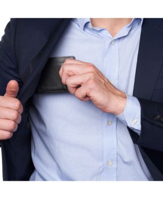 Men RFID Safe Minimalist Front Pocket Wallet Leather Thin Card Case