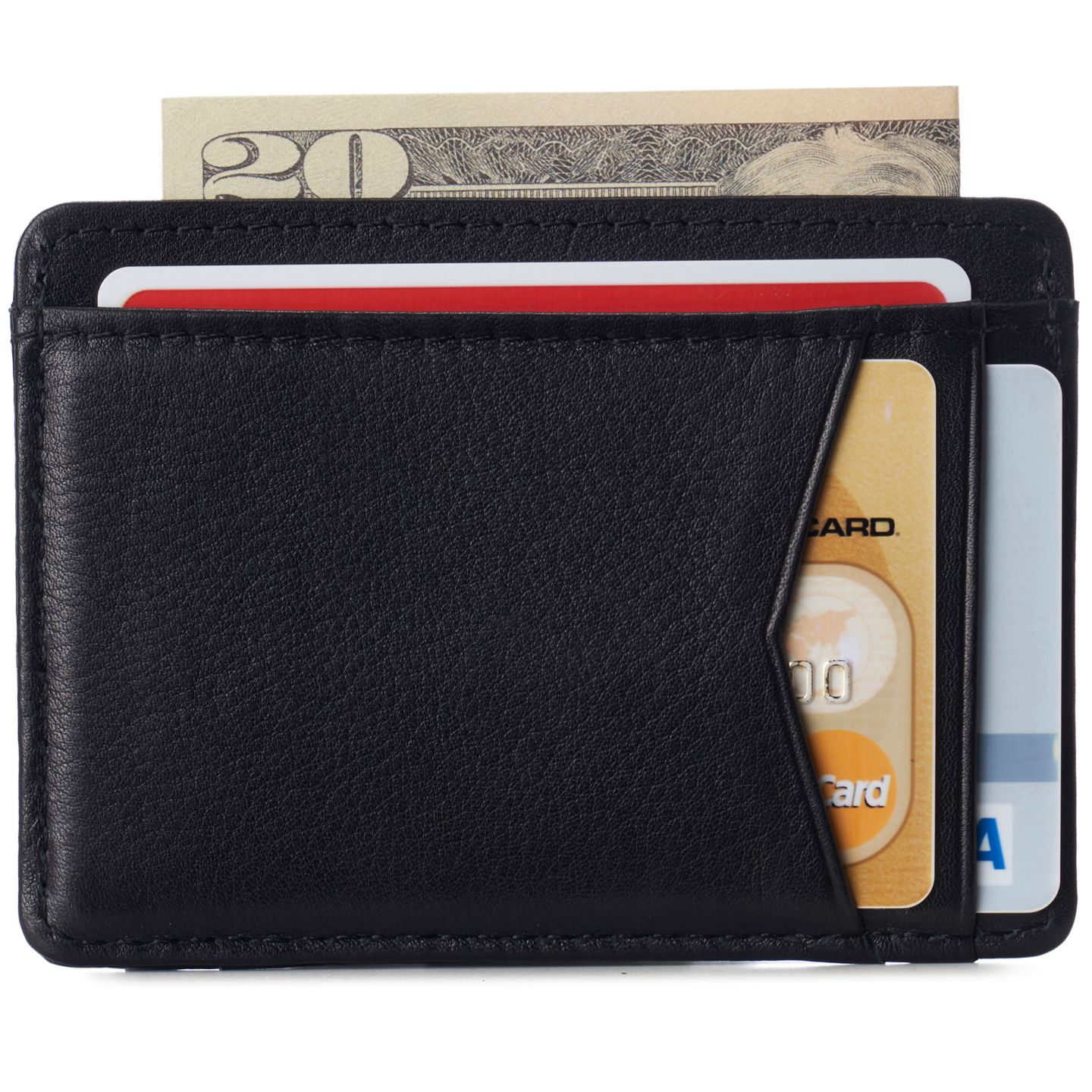 Мужской кошелёк Alpine Swiss Men RFID Safe Minimalist Front Pocket Wallet Leather Thin Card Case, цвет: Чёрный, вариант 1 — фото 3
