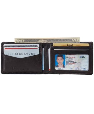 Mens Slimfold Wallet RFID Safe Bifold Genuine Leather ID Window