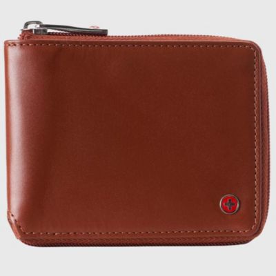 Men's Zipper Bifold Wallet for Men Women RFID Protected Genuine Leather
