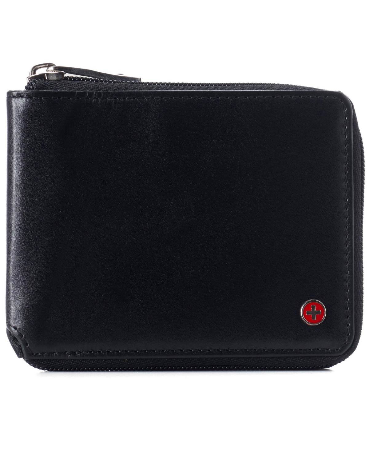 Mens Womens Rfid Blocking Zipper Wallet Leather Zip Around Bifold - Black