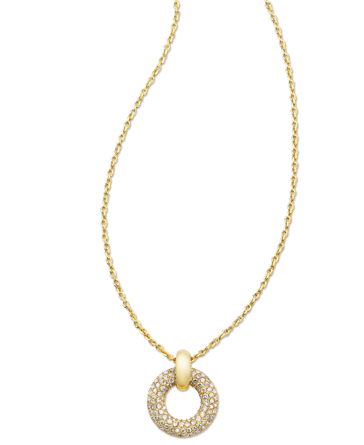 Kendra Scott Mikki Ombre Pave Short Pendant Necklace In 14k Gold Plated, 19 In Gold/white Crystal