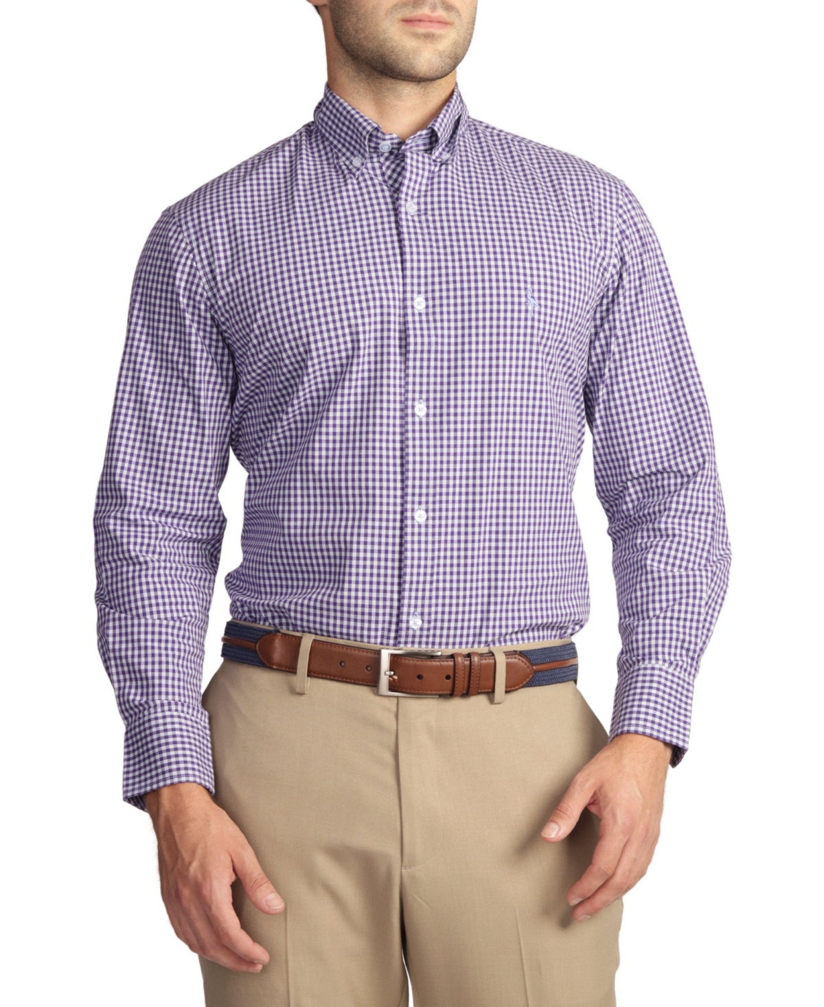 TAILORBYRD MENS GINGHAM COTTON STRETCH LONG SLEEVE SHIRT