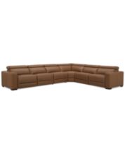 Montague Dual Power Headrest And Lumbar Support Reclining Sofa In Genuine  Brown Leather by Armen Living