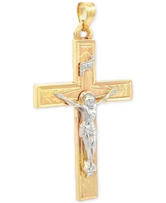 Cross Pendant with Wrap Design Two Tone Sterling Silver and Gold-plated, Pendant Only