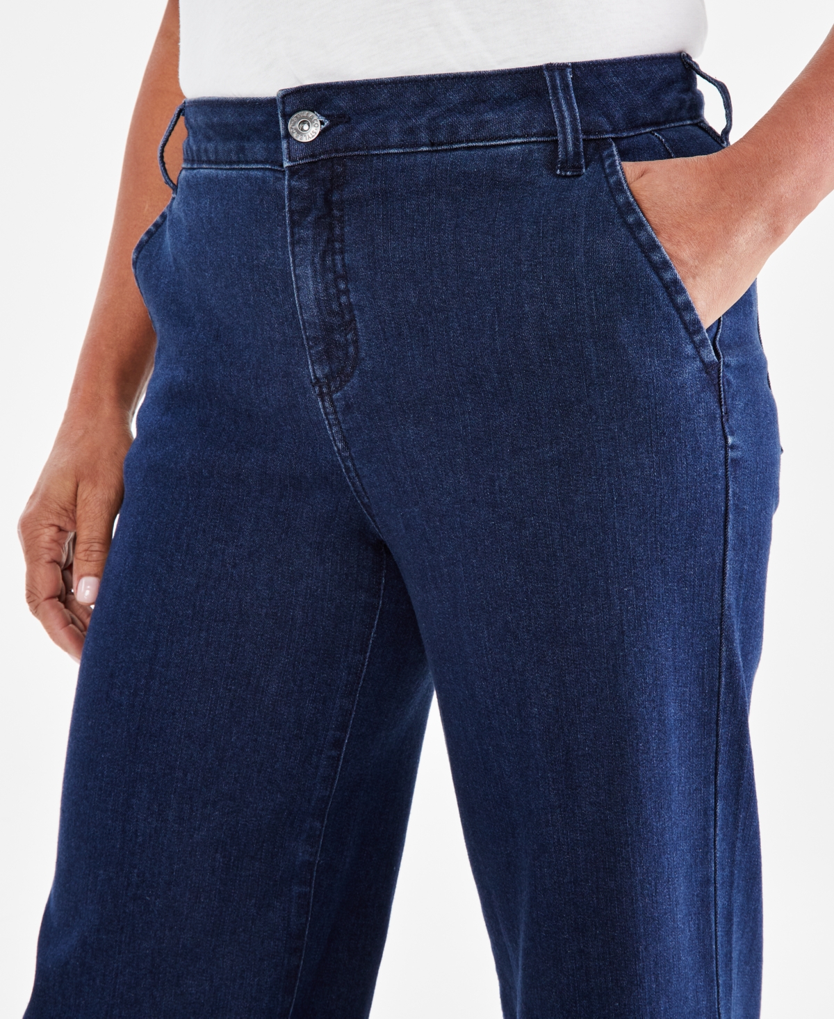 Shop Style & Co Women's High-rise Wide-leg Jeans, Created For Macy's In Bluebell
