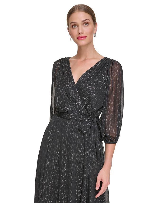 Chiffon FAUX-WRAP Dresses with Bow Mist
