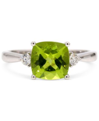 Macy's - Peridot (5/8 ct. t.w.) & Diamond (1/8 ct. t.w.) Ring in 10k White Gold
