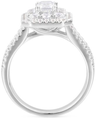 Diamond Emerald-Cut Double Halo Engagement Ring (2 ct. t.w.) in 14k White Gold