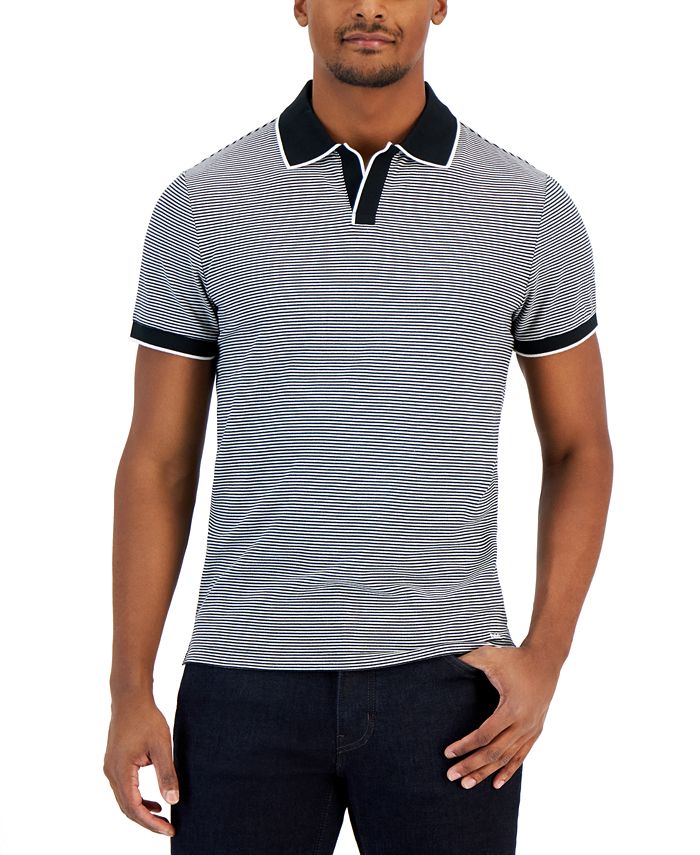 Michael Kors Men s Open Collar Short Sleeve Striped Polo Shirt