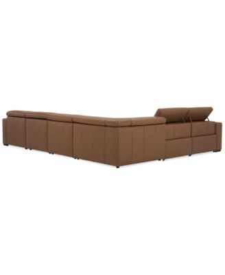 Nevio 157" 6-Pc. Leather Sectional with 2 Power Recliners, Headrests and Chaise, Created For Macy's