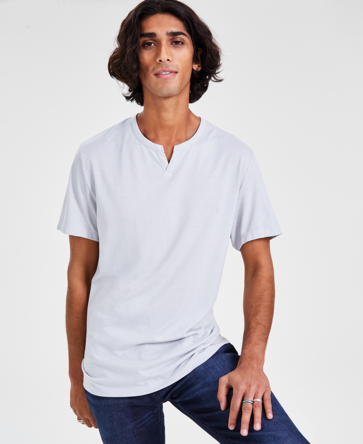 Inc International Concepts Men's Split-neck T-shirt, Created For Macy's In Misty Harbor