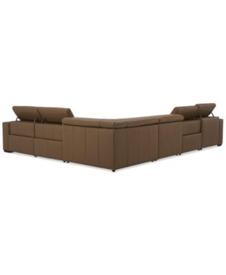 Nevio 157" 6-Pc. Leather Sectional with 3 Power Recliners, Headrests and Chaise, Created For Macy's