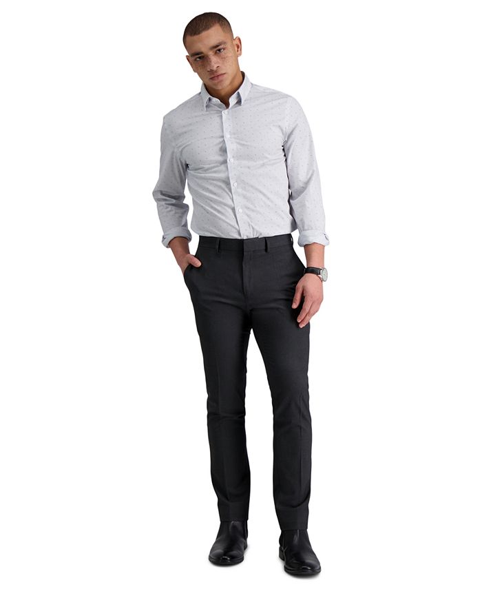 Men's Gabardine Skinny/Extra-Slim Fit Performance Stretch Flat-Front Dress  Pants